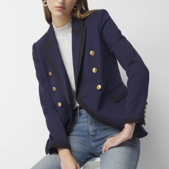 White House Black Market - Colorblocked Studio Blazer- Officer Blue - Size 0 - Picture 2 of 7